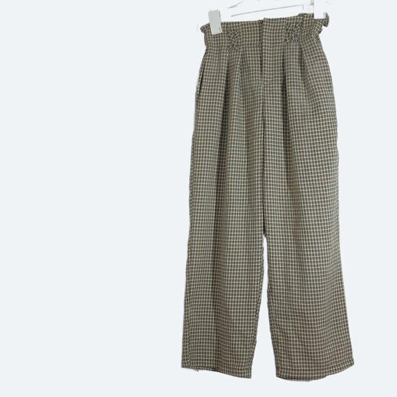 Pradap Pants - Pradap paper bag beige checked pants